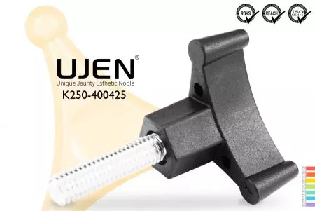 Triangle Thumb Knob, M4 x 25mm, Quick-fasten, Chamfered End, D40 - Triangle knob M4x25mm Quick-Lock chamfered screw Diameter40