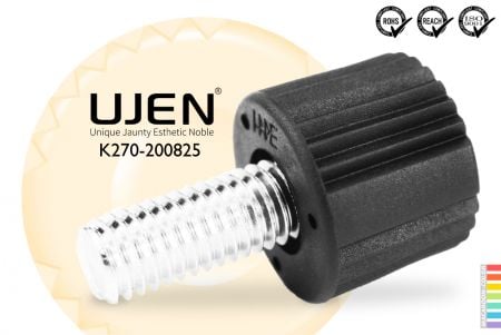 Knurled Thumb Knob, M8 x 25mm, Chamfered End, D20 - Knurled knob M8x25mm chamfered screw Diameter20