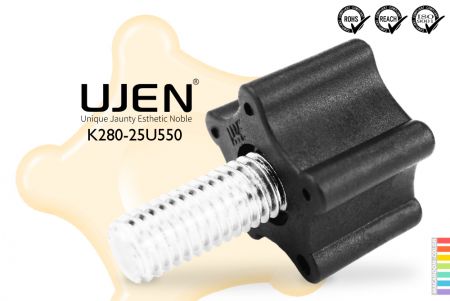 مقبض الإبهام الخماسي، 5/16 x 50 مم، نهاية مدورة، قطر 25 - مقبض الخماسي 5/16x50 مم مسمار مدور قطر 25