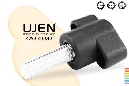 ウィングつまみ、M6 x 40mm、面取り端、D31 - 直径31mmのM6x40mmの面取りネジ