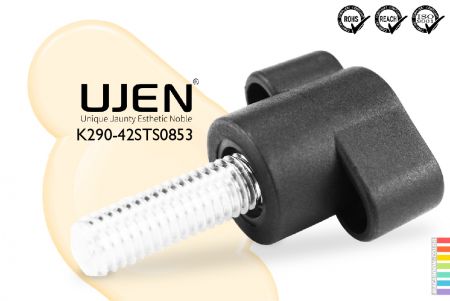 Pomo de agarre alado de acero inoxidable, tornillo M8 x 53mm, D42 - Pomo recto M8x53mm de acero inoxidable Diámetro 42