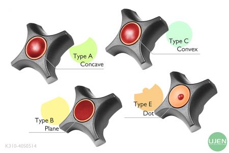Quattro forme diverse (concava, piana, convessa e punto) con manopole sagomate