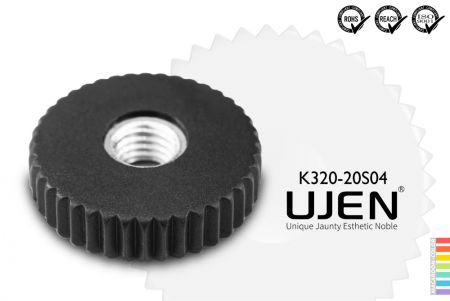 Knurled Flat Knob Nut, M4, D20 - Knurled knob M4 Diameter20