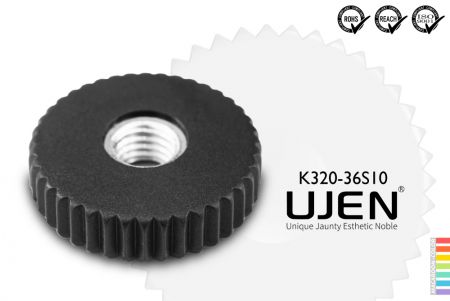 Рифленая плоская гайка-ручка, M10, D36 - Рифленая ручка M10 Диаметр36