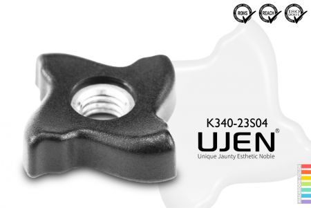 Cross Flat Knob Nut, M4, D23 - Star knob M4 Diameter23