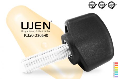 ウィングサムノブ、M5 x 40mm、チャンファードエンド、D22 - ストレートノブ M5x40mm チャンファードネジ 直径22