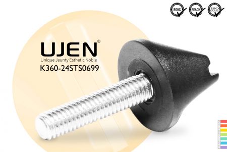Wing Plastic Knob Stainless Steel Bolt, M6 x 99mm, Increasable Torque, D24 - Straight knob M6x99mm Torque-increase inox steel Diameter24