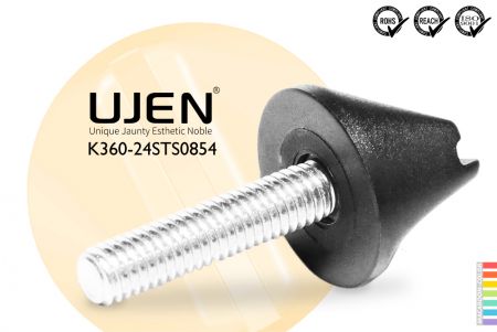 Wing Plastic Knob Stainless Steel Bolt, M8 x 54mm, Increasable Torque, D24 - Straight knob M8x54mm Torque-increase inox steel Diameter24