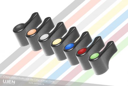7 Farbkombinationen, aus denen Kunden oben auf dem bunten Knopf wählen können