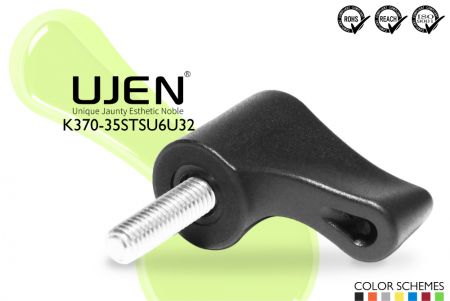 Single Wing Plastic Knob Stainless Steel Bolt, 3/8 x 2, L35 - Single Wing knob 3/8x2 inox steel Diameter35