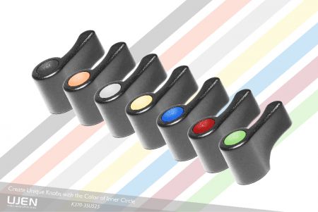 7 color combinations for customers to choose from at top of the colorful knob