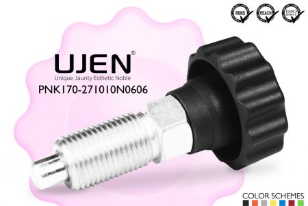 Spring Pull Pin with Star Knob, M10 x 10mm, D27, pin6 - Indexing plunger M10x10mm PIN6mm Appearance