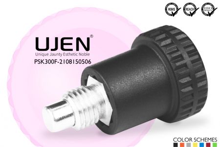 Small Indexing Plunger with Circle Plastic Clamping Knob, rest position, M8 x 1.0 x 15mm, D21, pin5 - Lock mini pull pin M8xP1.0x15mm PIN5mm Appearance