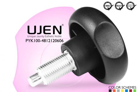 Spring Pull Pin with Circle Plastic Clamping Knob, M12 x 1.5 x 12mm, D48 - Clamping Knob spring pull pin M12xP1.5x12mm Appearance