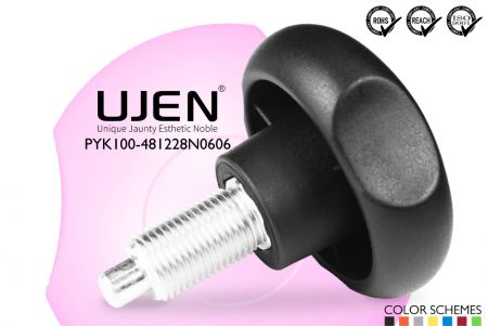 Spring Pull Pin with Circle Plastic Clamping Knob, M12 x 28mm, D48 - Clamping Knob spring pull pin M12x28mm Appearance