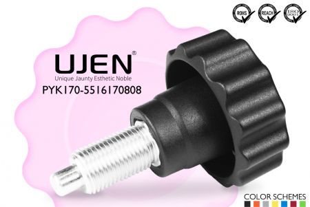 Spring Pull Pin with Star Clamping Knob, M16 x 1.5 x 17mm, D55 - Fixed pull pin M16xP1.5x17mm Appearance
