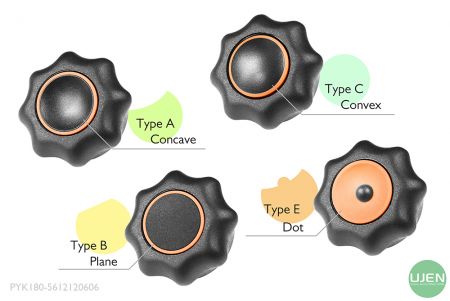Quatre formes différentes (concave, plane, convexe et point) avec des boutons profilés