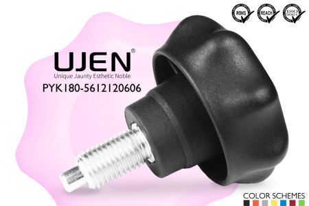Spring Pull Pin with Star Clamping Knob, M12 x 1.5 x 12mm, D56 - Fixed pull pin M12xP1.5x12mm Appearance