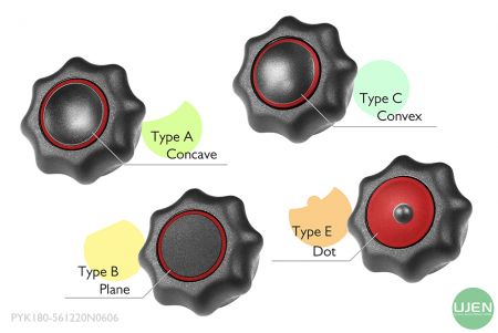 Quatre formes différentes (concave, plane, convexe et point) avec des boutons profilés