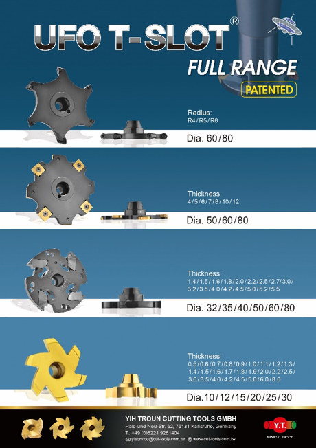 Full Range Of Y.T. Indexable UFO T-Slot Cutter - FAQs | YIH TROUN.