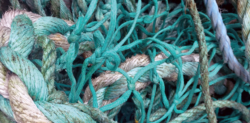 MARINYLON®系列是將將廢棄漁網回收後，再製成回收尼龍紗線。
