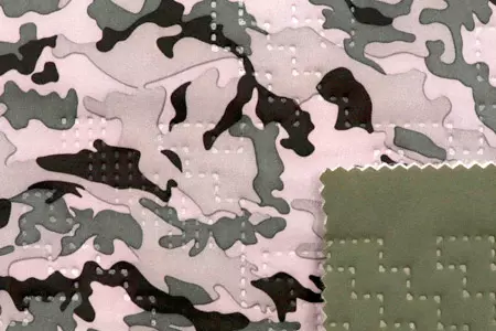 Tissu d'isolation PrimaLoft® - Lightweight and warm, with printing and seamless quilted pattern.