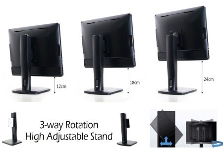 19.5" All-In-One touch PC supports height adjustable stand and HDD tray