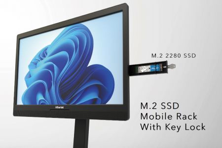 Desktop All in one menyokong penyimpanan lanjutan dengan rak mudah alih M.2 SSD dengan kunci utama