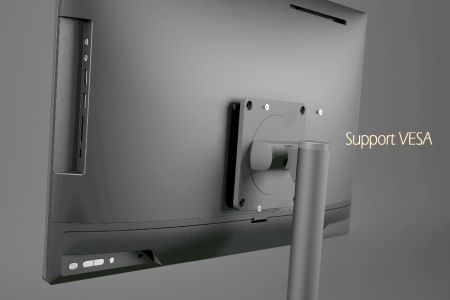 VESA対応のオールインワンデスクトップは、どこにでも設置できるアーティキュレーティングスタンドをサポートしています。