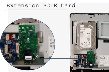 เดสก์ท็อป AIO พร้อมอะแดปเตอร์ PCIe เพื่อ M.2 WiFi, HDMI in, พาวเวอร์ภายในและการ์ดพีซีอีพีพิเศษ