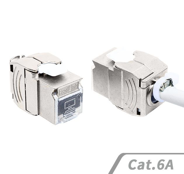 Cat 6A Slim 180D Toolless Shielded RJ45 Keystone Jack, PoE++ (4PPoE ...