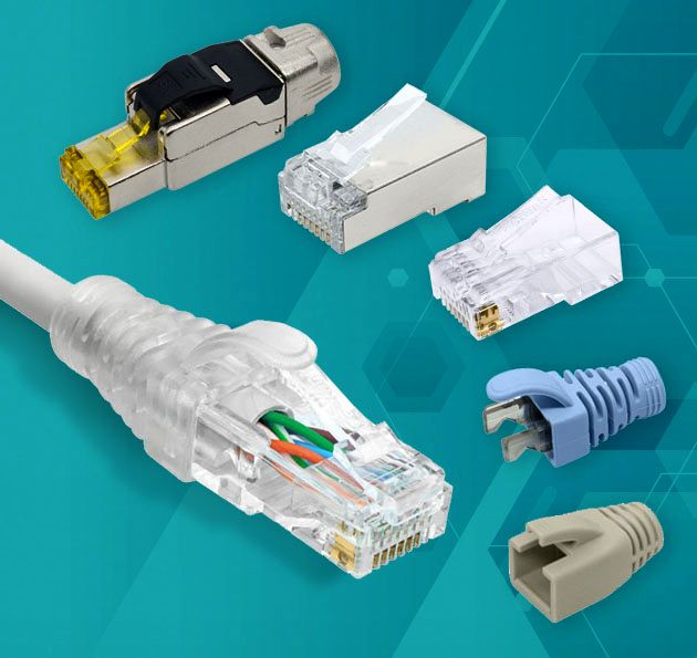 RJ45 Ethernet Modular Plugs and stain relief boots for Network cables