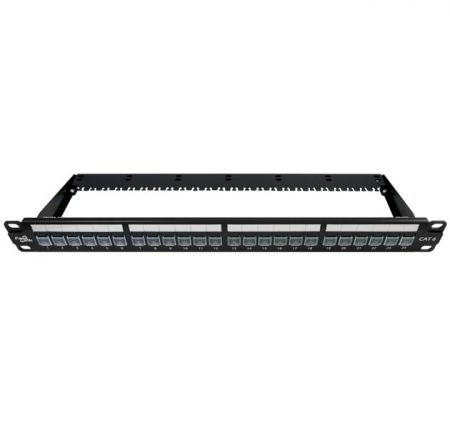 Cat 6 24-port 1U 19" Patch Panel with Unshielded Keystone Jack Loaded - 24-port RJ45 Cat.6 Keystone Jack Unshielded, 110 Punch Down Keystone Ethernet Patch Panel