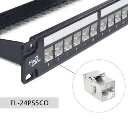 FL-24PS5CO Cat.5e STP 24ポートパッチパネル