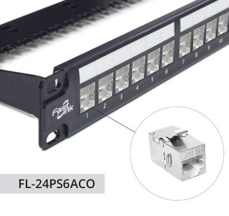 FL-24PS6ACO Cat.6A STP 24ポートパッチパネル