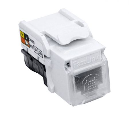 RJ11 Cat 3 6P4C Keystone外掀式防塵門