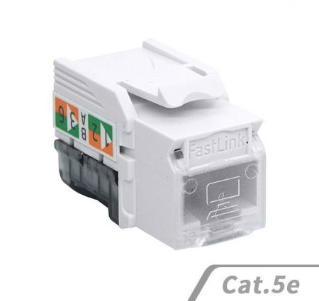 Cat 5e RJ45非遮蔽式90度資訊插座-外掀式防塵門 - 打線型90° RJ45 Keystone Jack