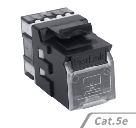 Cat 5e RJ45非遮蔽式180度資訊插座-外掀式防塵門 - 打線型180° RJ45 Keystone Jack