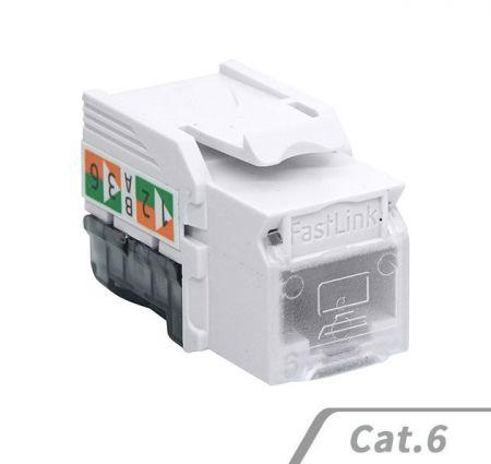 Cat 6 RJ45非遮蔽式90度資訊插座-外掀式防塵門 - 90度外掀防塵門設計Keystone Jack