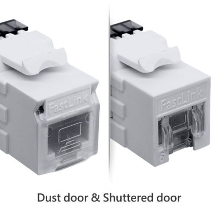 Cat6 UTP 180 Degree Dust Door & Shuttered Door 110 Punch Down Keystone Jack