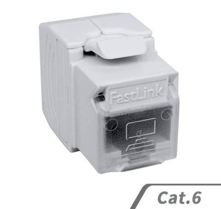 Cat 6 Slim Profile 180D FTP Tool-less Female Modular RJ45 Keystone Jack, High Density Network Cabling - Keystone Jack Tool-Less Cat.6 UTP 180 Degree Female Network Jack Cat 6