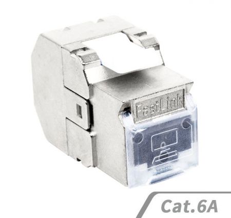 Jack keystone femmina RJ45 Cat 6A punch down STP 180 gradi - Jack keystone Cat.6A STP 180 gradi punch down Jack di rete Cat 6A 180° Giacca in metallo pieno