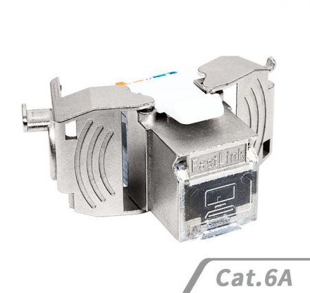 Cat 6A Slim 180D Toolless Shielded RJ45 Keystone Jack, PoE++ (4PPoE) 100W