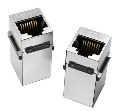 Cat.6A Shielded Ethernet Keystone Coupler in Silver