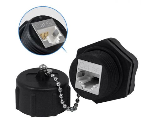 Cat 5e STP IP68 방수 벌크헤드 RJ45 키스톤 잭 - Cat5e 방수 벌크헤드 키스톤 잭