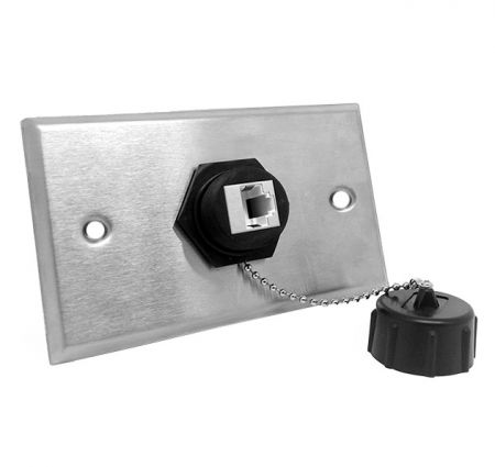Conector Keystone STP Cat5e IP68 ensamblado con placa frontal