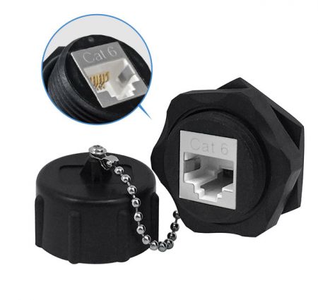 Jack Keystone impermeabile Cat 6 180D STP IP68 con copertura antipolvere