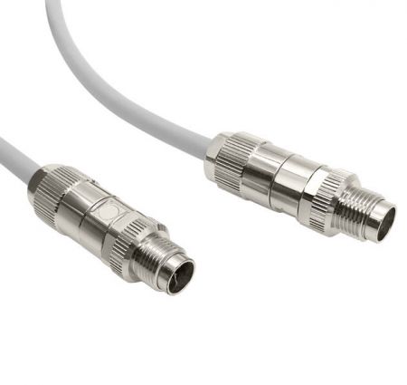 كابل تصحيح محمي Cat 6A مع موصلات ذكر إلى ذكر 8 دبابيس M12 X-Code - كابل تصحيح CAT6A محمي ذكر إلى ذكر 8 دبابيس M12 X-Code