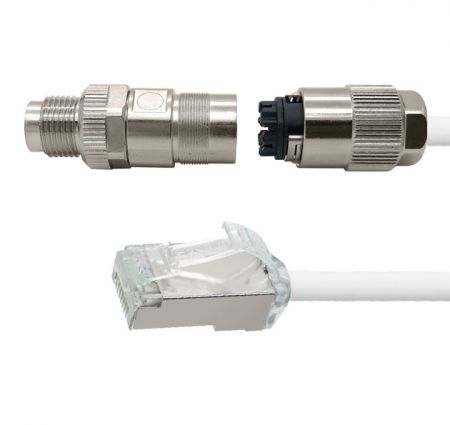 M12 8芯X型編碼公頭、RJ45 Cat.6A接頭