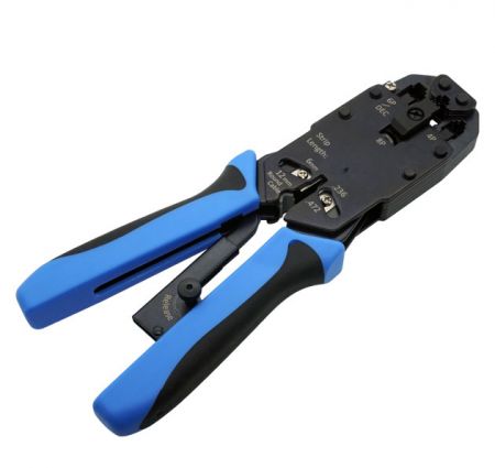 Crimpatrice di rete per connettori modulari RJ11, RJ12 e RJ45, spelafili e taglierina